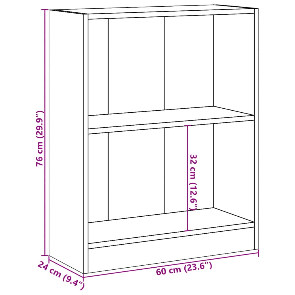 vidaXL Estantería madera de ingeniería negro 60x24x76 cm