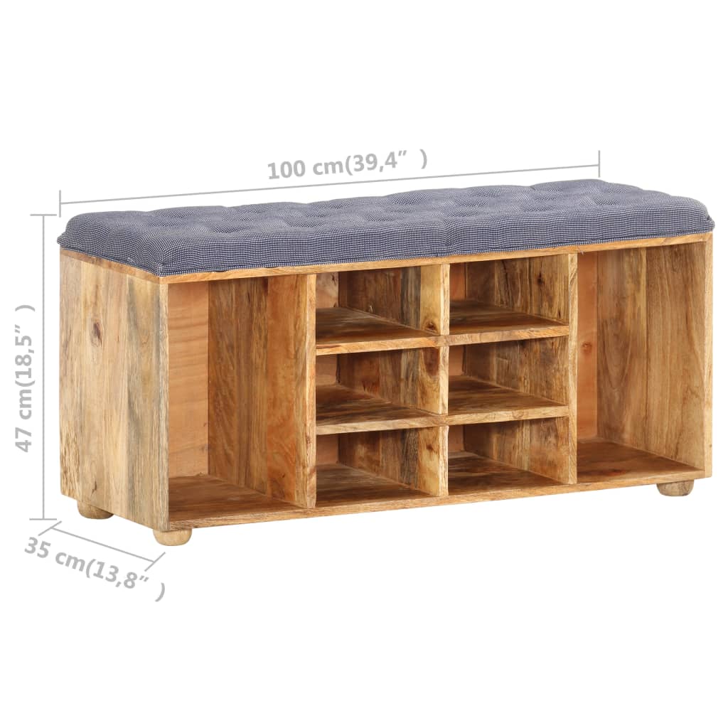 vidaXL Banco de recibidor madera maciza de mango 100x35x47 cm