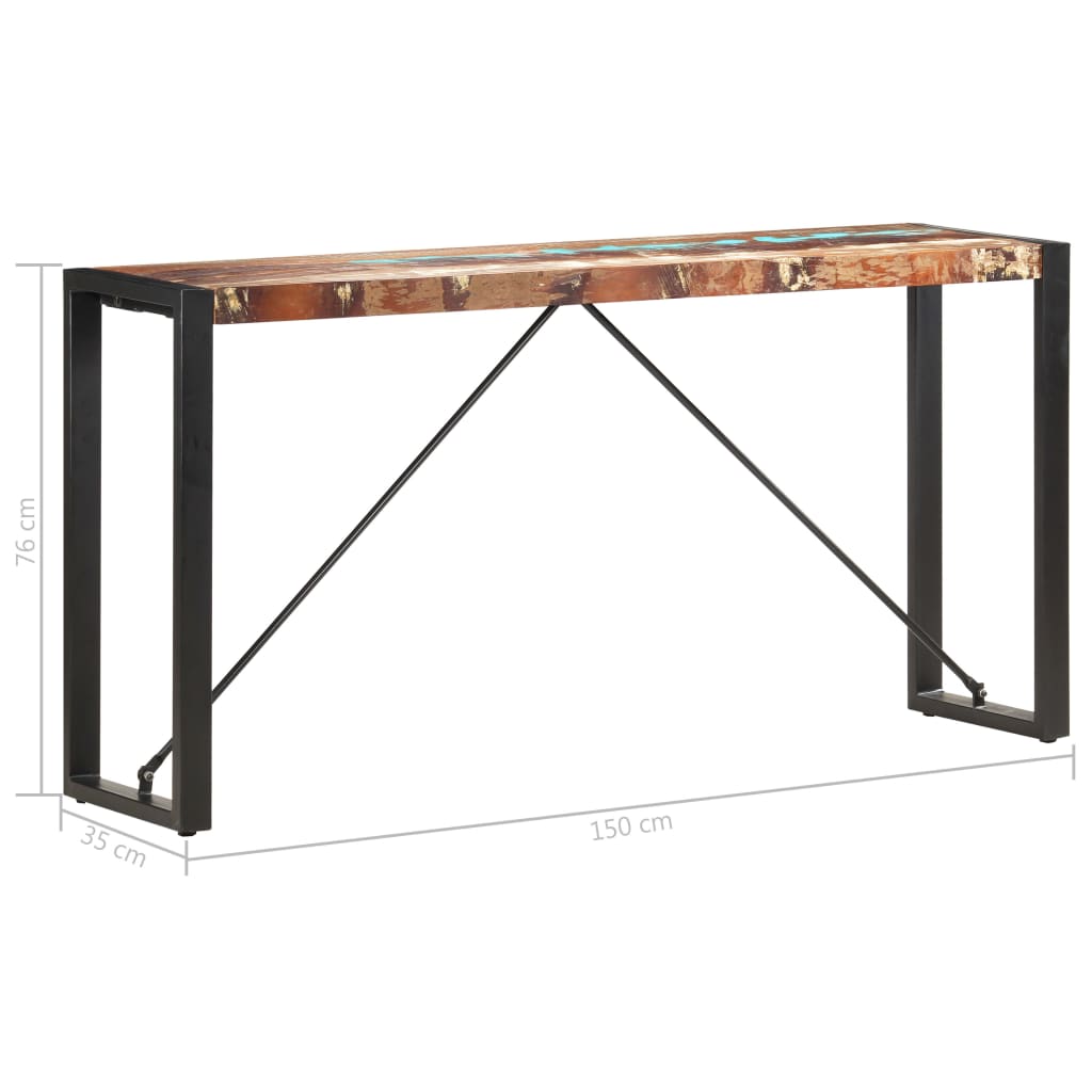 vidaXL Mesa consola de madera maciza reciclada 150x35x76 cm