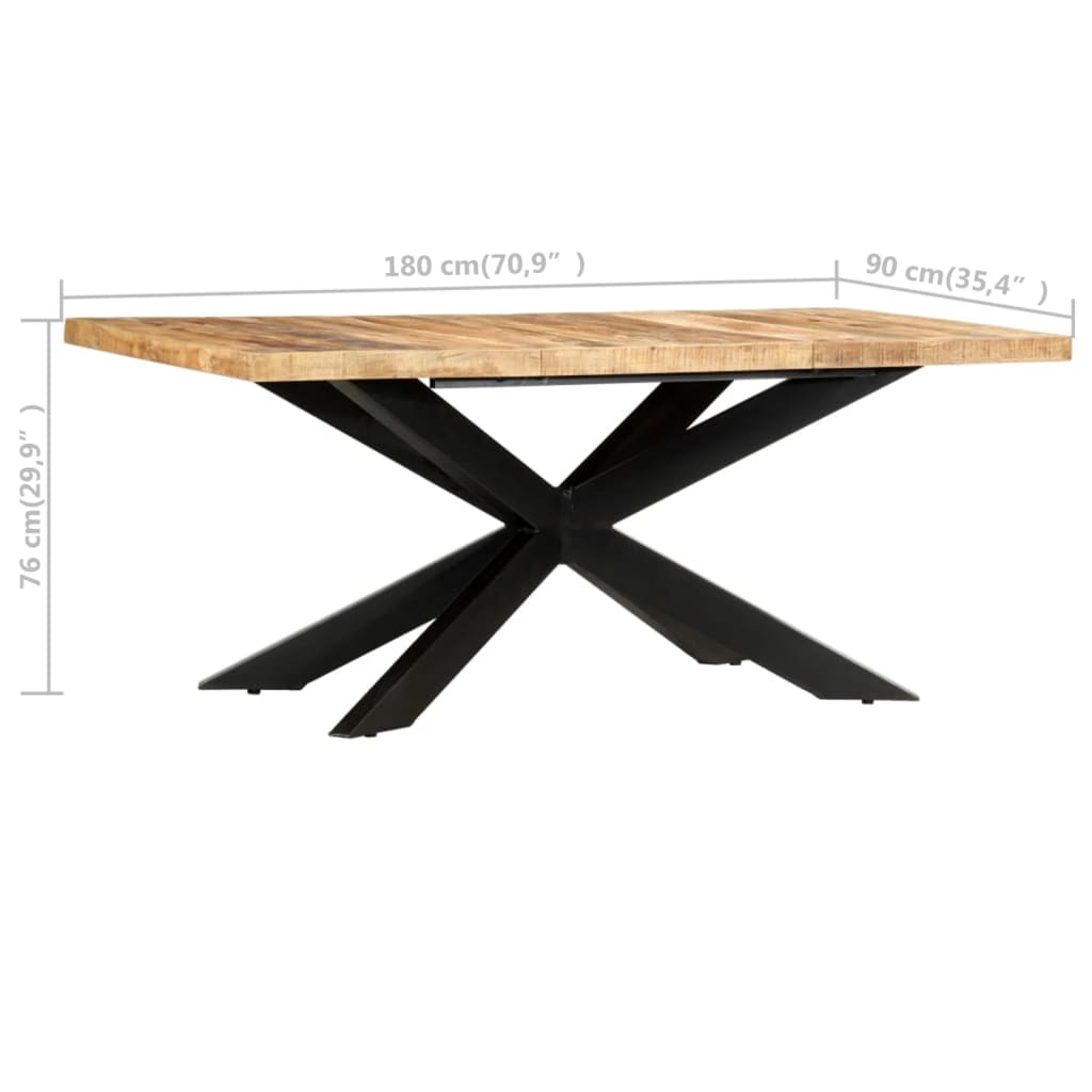 vidaXL Mesa de comedor madera maciza de mango rugosa 180x90x76 cm