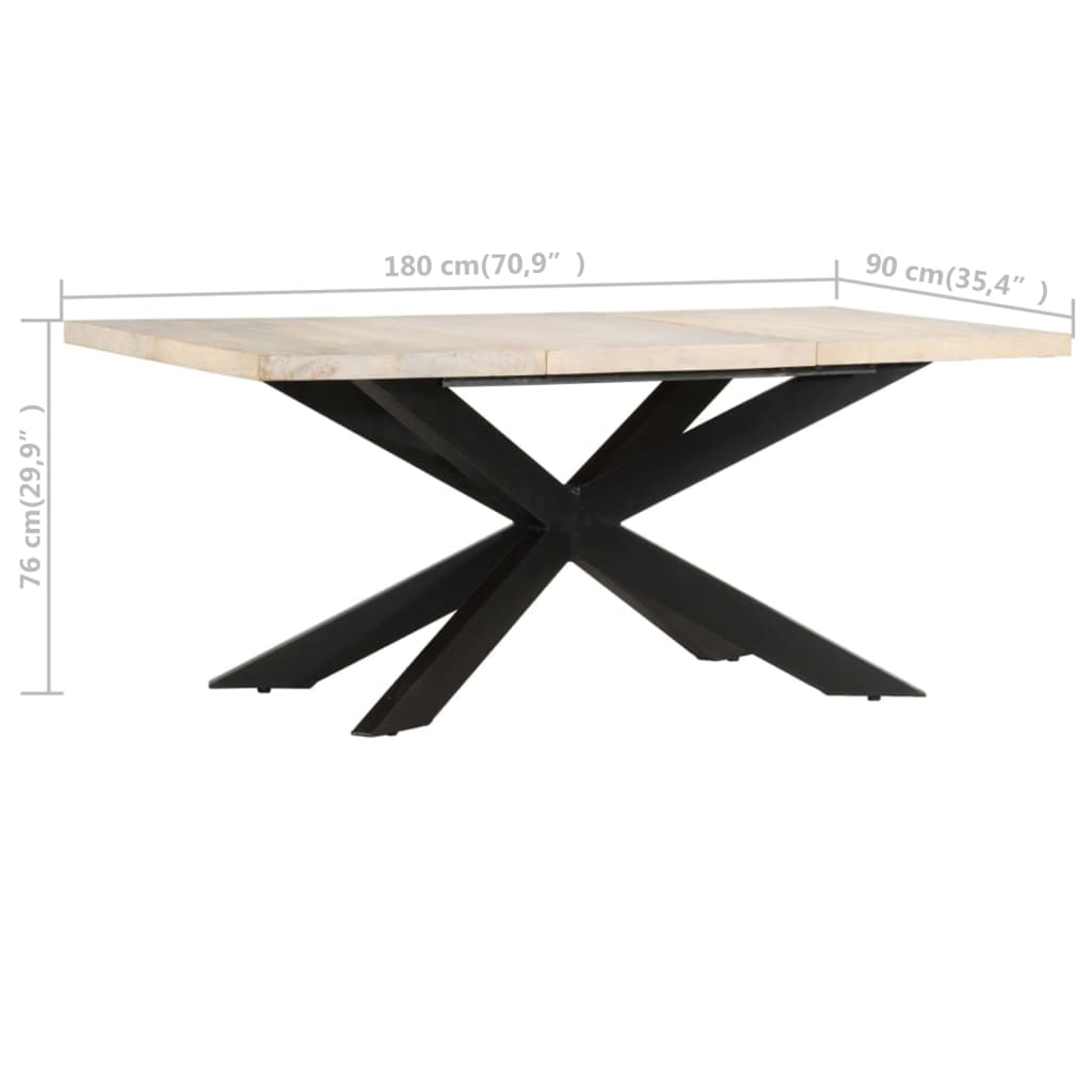 vidaXL Mesa de comedor madera maciza de mango blanqueada 180x90x76 cm