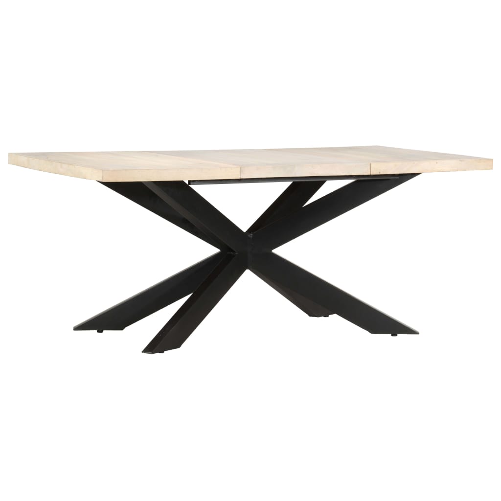 vidaXL Mesa de comedor madera maciza de mango blanqueada 180x90x76 cm