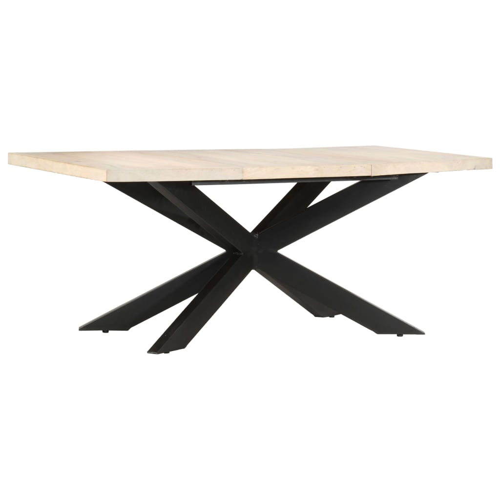 vidaXL Mesa de comedor madera maciza de mango blanqueada 180x90x76 cm