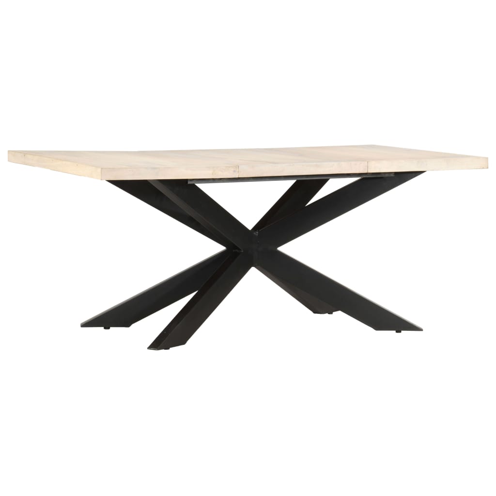 vidaXL Mesa de comedor madera maciza de mango blanqueada 180x90x76 cm