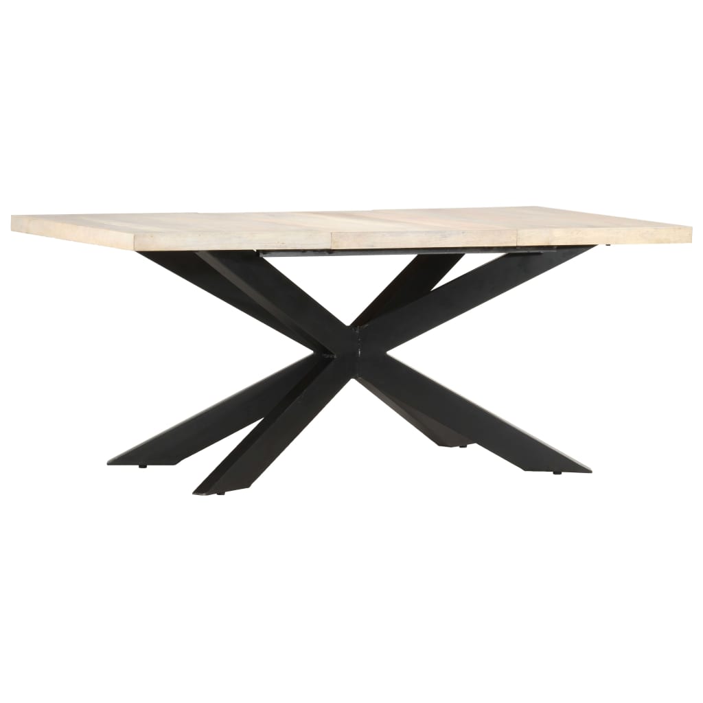 vidaXL Mesa de comedor madera maciza de mango blanqueada 180x90x76 cm