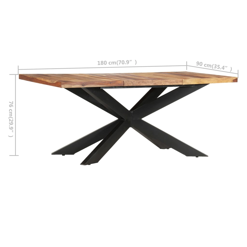 vidaXL Mesa de comedor de madera maciza de sheesham 180x90x76 cm