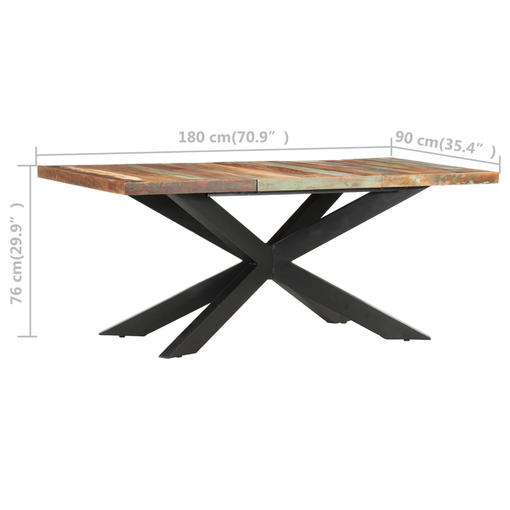 vidaXL Mesa de comedor de madera maciza reciclada 180x90x76 cm