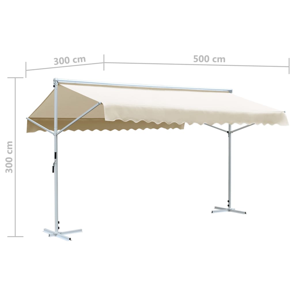 vidaXL Toldo de pie independiente color crema 500x300 cm