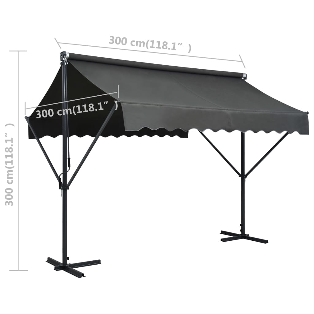 vidaXL Toldo de pie independiente gris antracita 300x300 cm