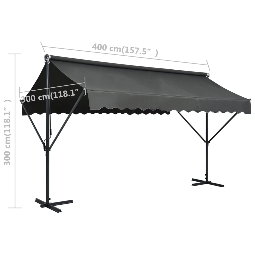 vidaXL Toldo de pie independiente gris antracita 400x300 cm