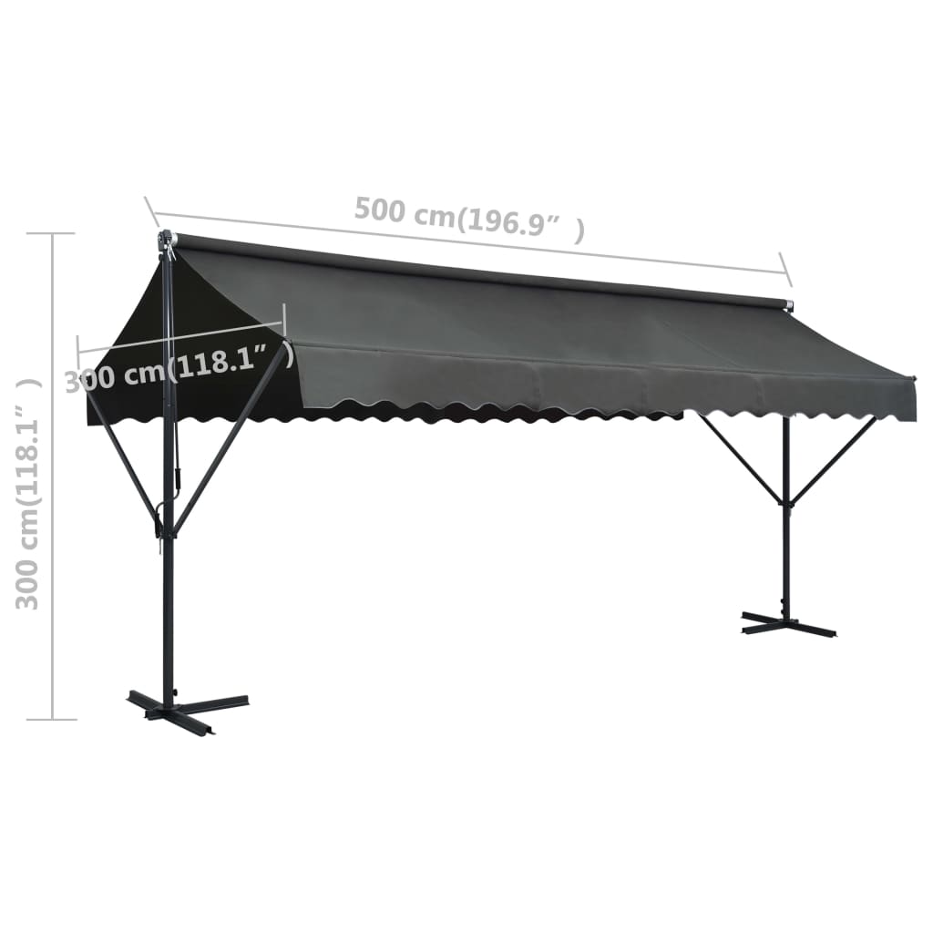 vidaXL Toldo de pie independiente gris antracita 500x300 cm