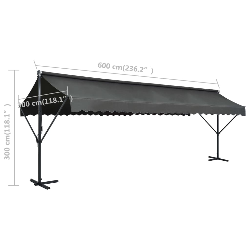 vidaXL Toldo de pie independiente gris antracita 600x300 cm