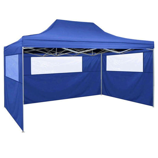 vidaXL Carpa plegable profesional con 3 paredes acero azul 3x4 m