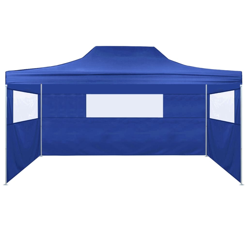 vidaXL Carpa plegable profesional con 3 paredes acero azul 3x4 m