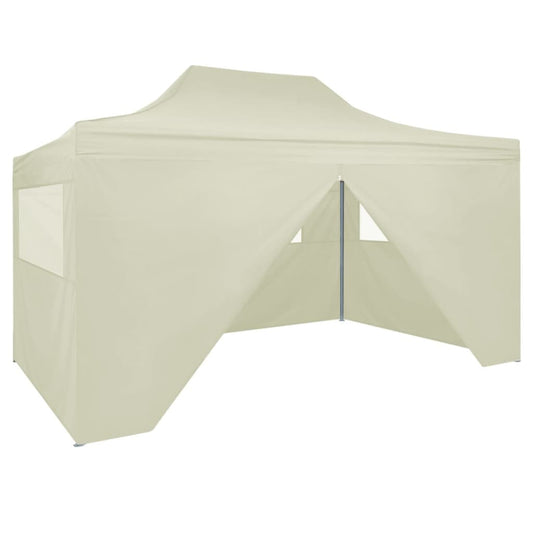 vidaXL Carpa plegable profesional con 4 paredes acero color crema 3x4m