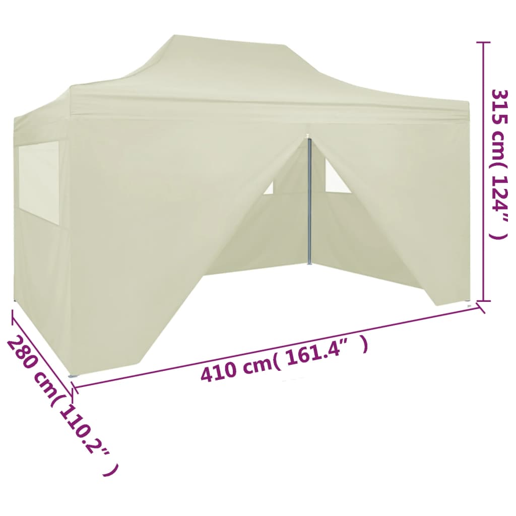 vidaXL Carpa plegable profesional con 4 paredes acero color crema 3x4m