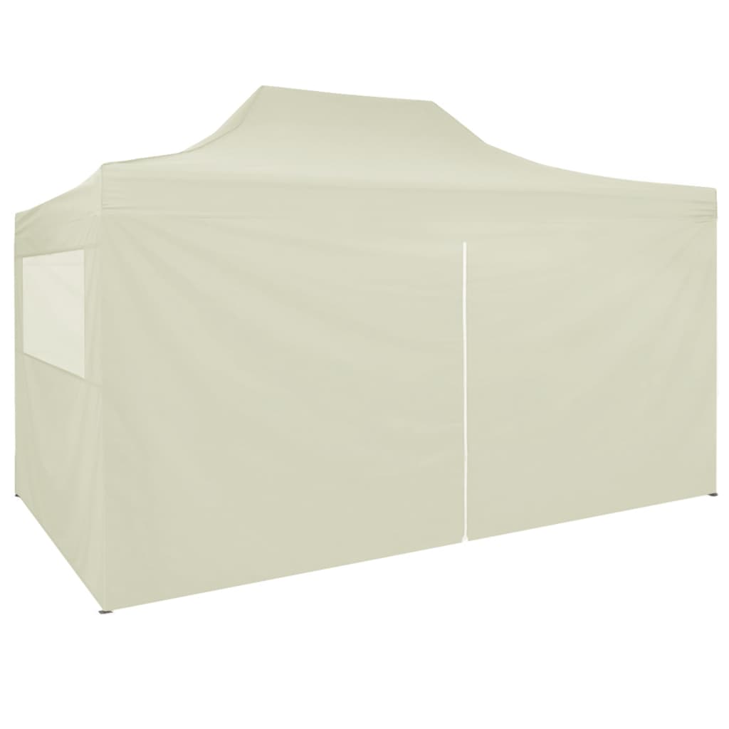 vidaXL Carpa plegable profesional con 4 paredes acero color crema 3x4m