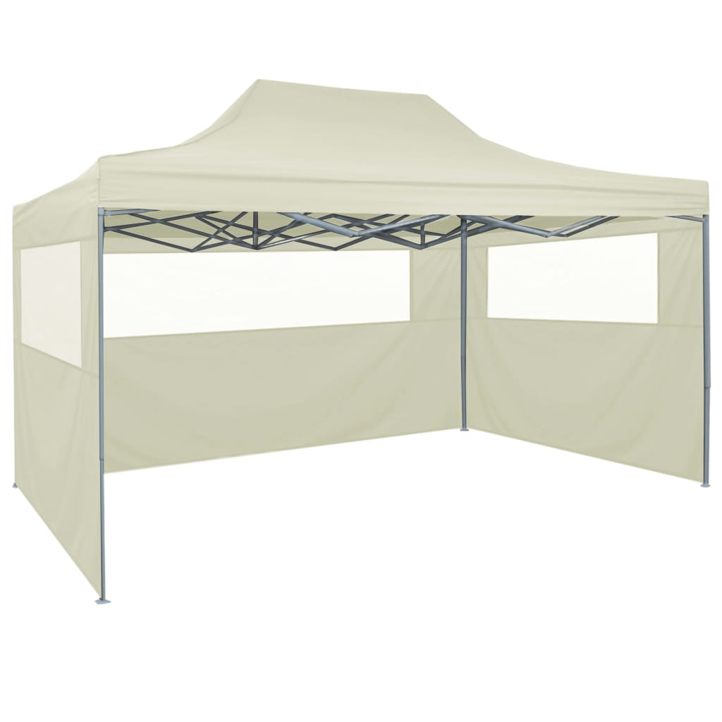 vidaXL Carpa plegable profesional con 4 paredes acero color crema 3x4m