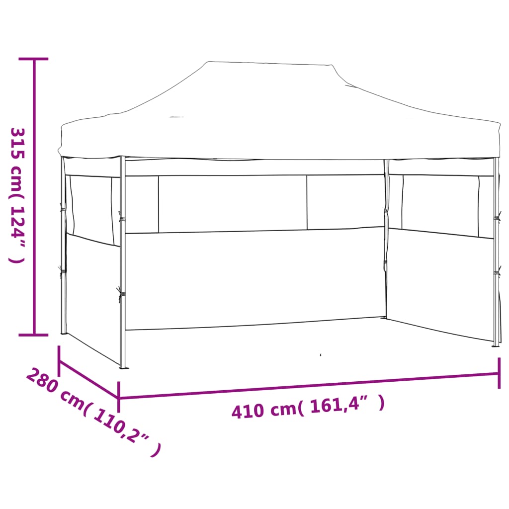 vidaXL Carpa plegable profesional con 3 paredes acero antracita 3x4 m