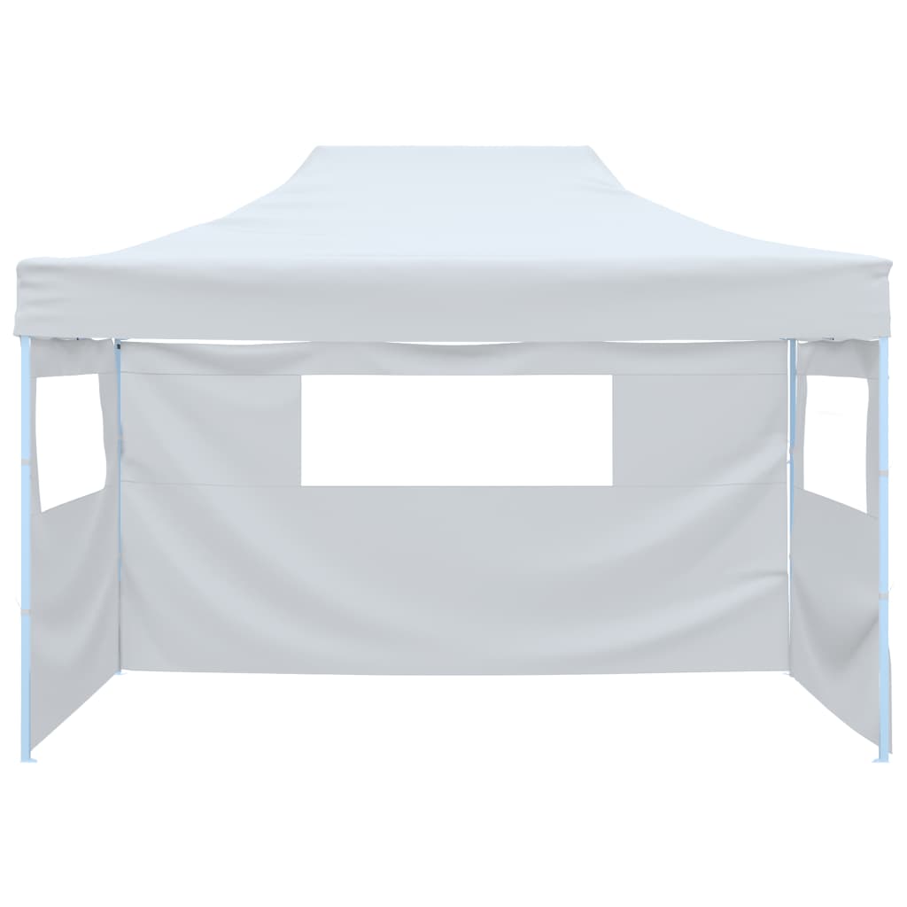 vidaXL Carpa plegable profesional con 3 paredes acero blanco 3x4 m