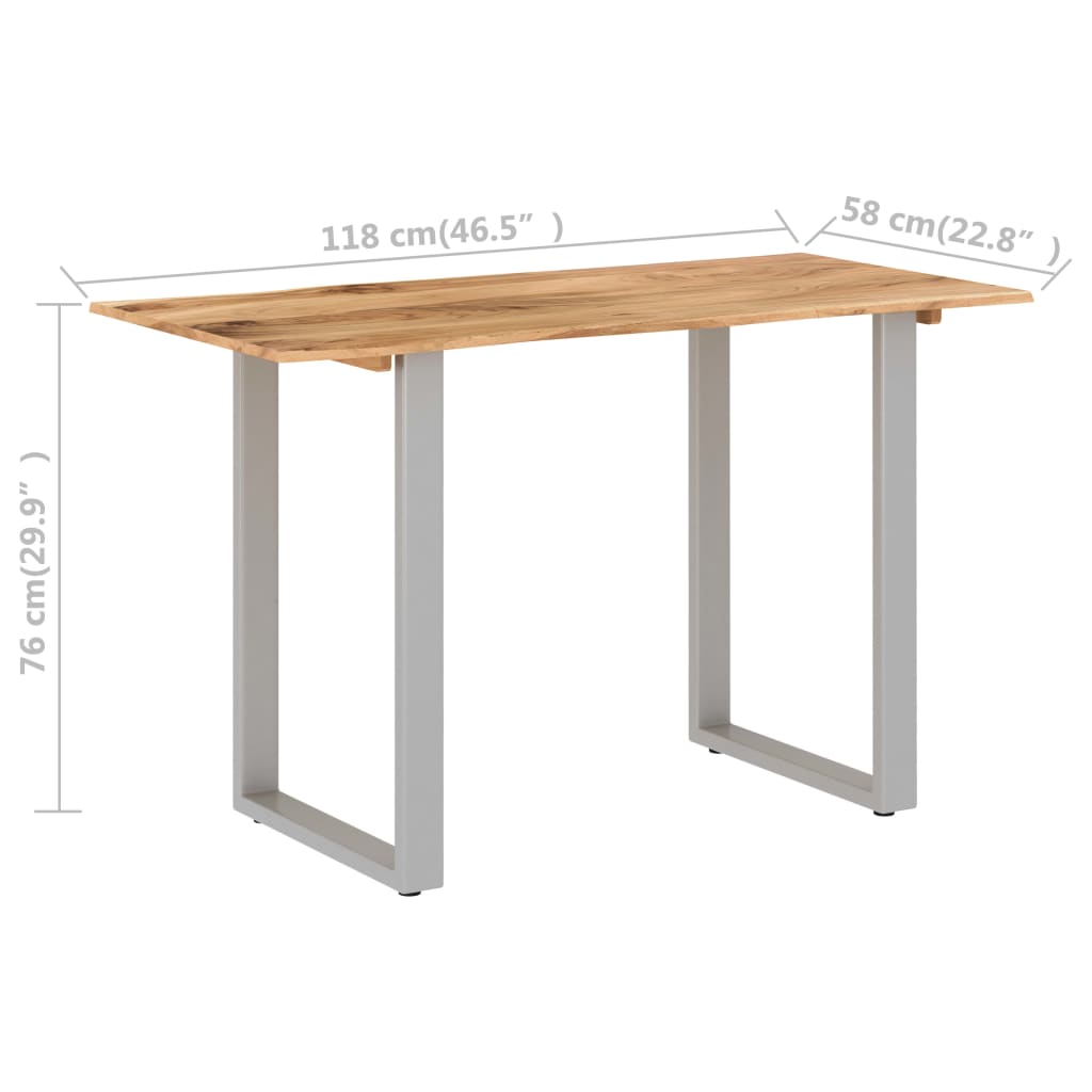 vidaXL Mesa de comedor de madera maciza de acacia 118x58x76 cm