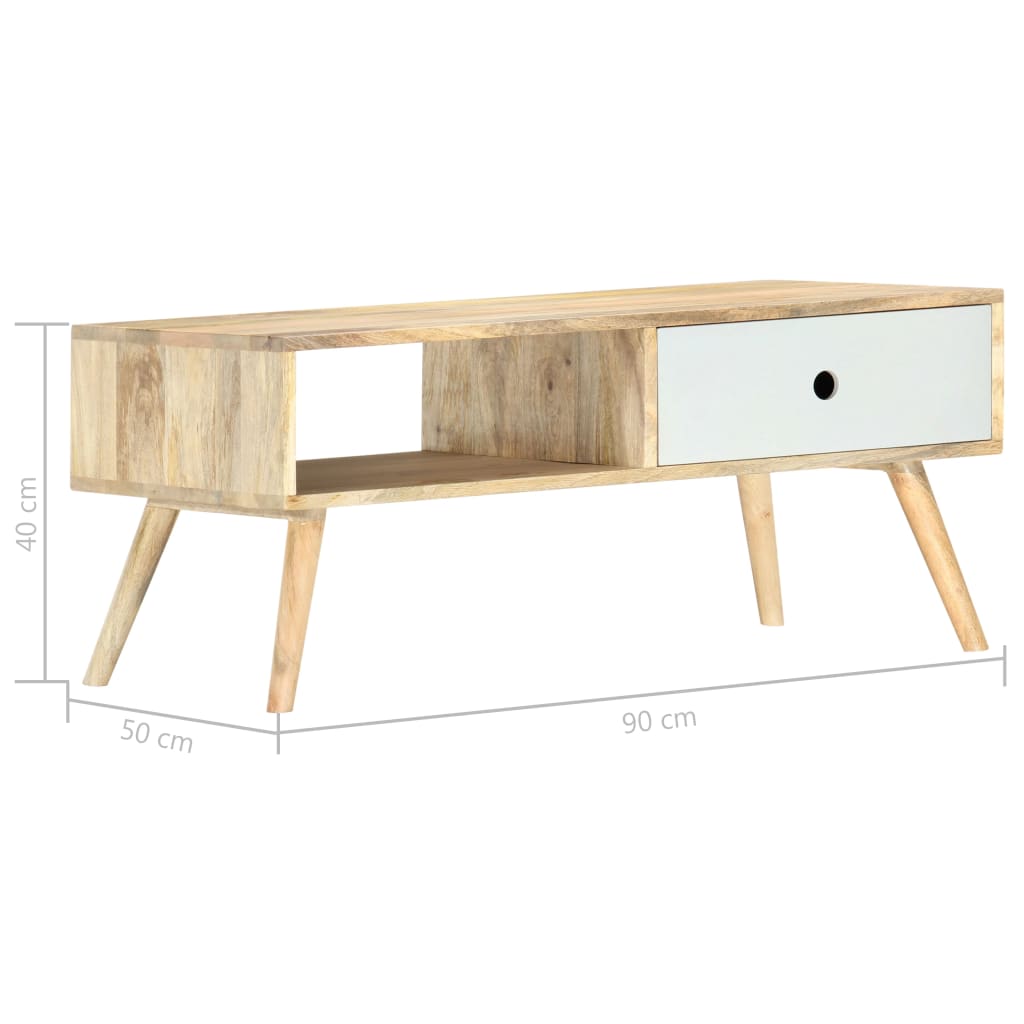 vidaXL Mesa de centro de madera maciza de mango 90x50x40 cm