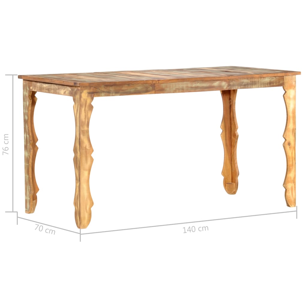 vidaXL Mesa de comedor de madera maciza reciclada 140x70x76 cm