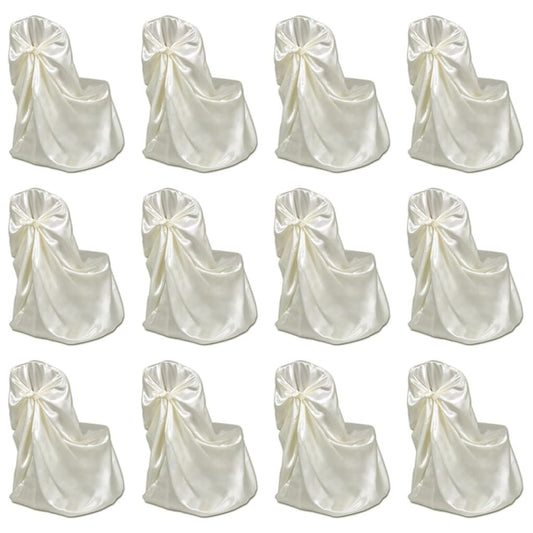 vidaXL Funda de silla para banquete de boda 12 unidades crema