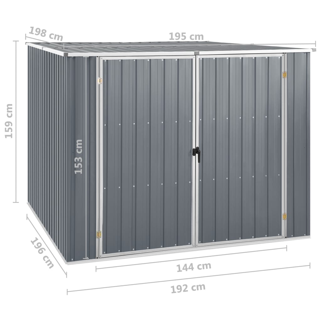 vidaXL Cobertizo de jardín acero galvanizado gris 195x198x159 cm