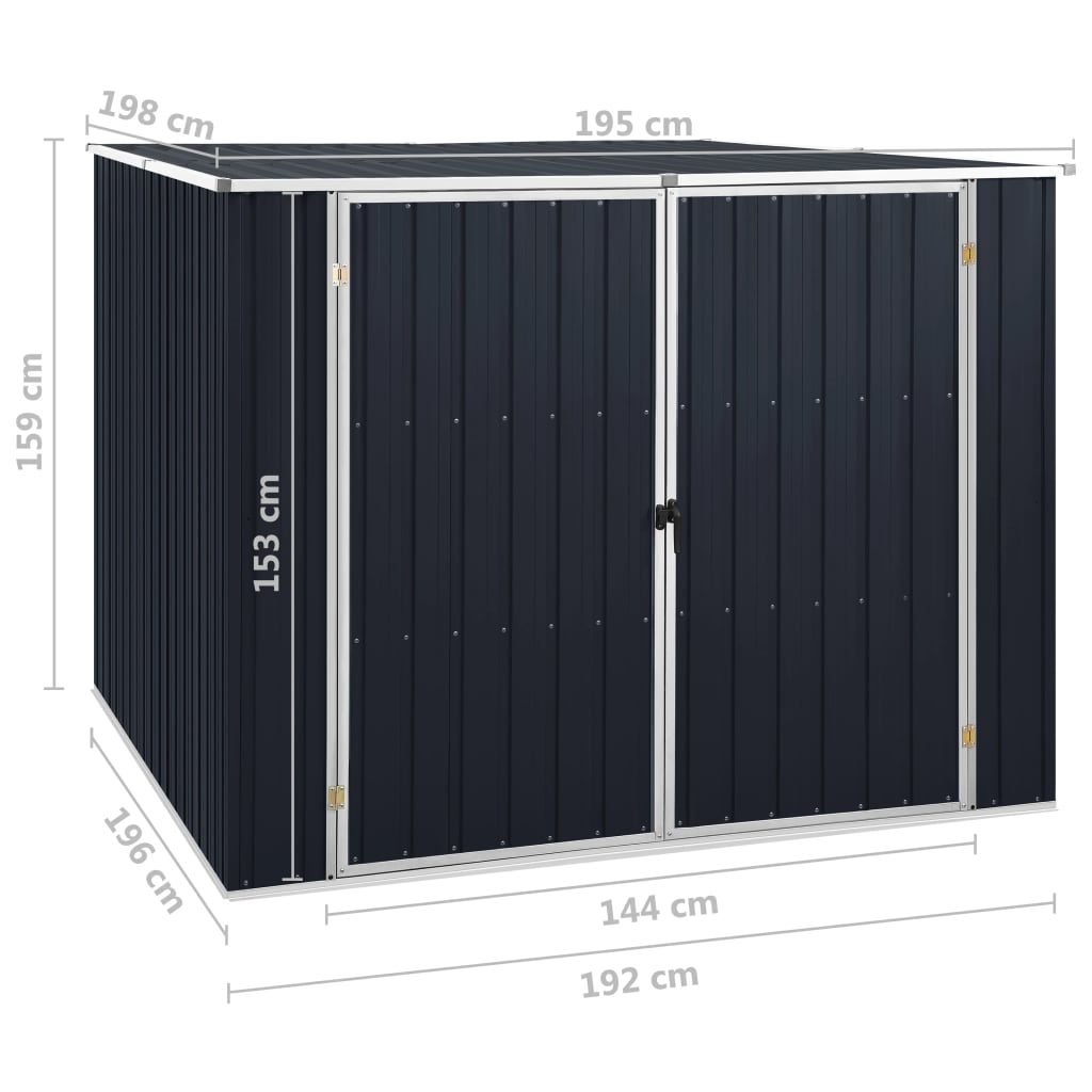 vidaXL Cobertizo de jardín acero galvanizado antracita 195x198x159 cm