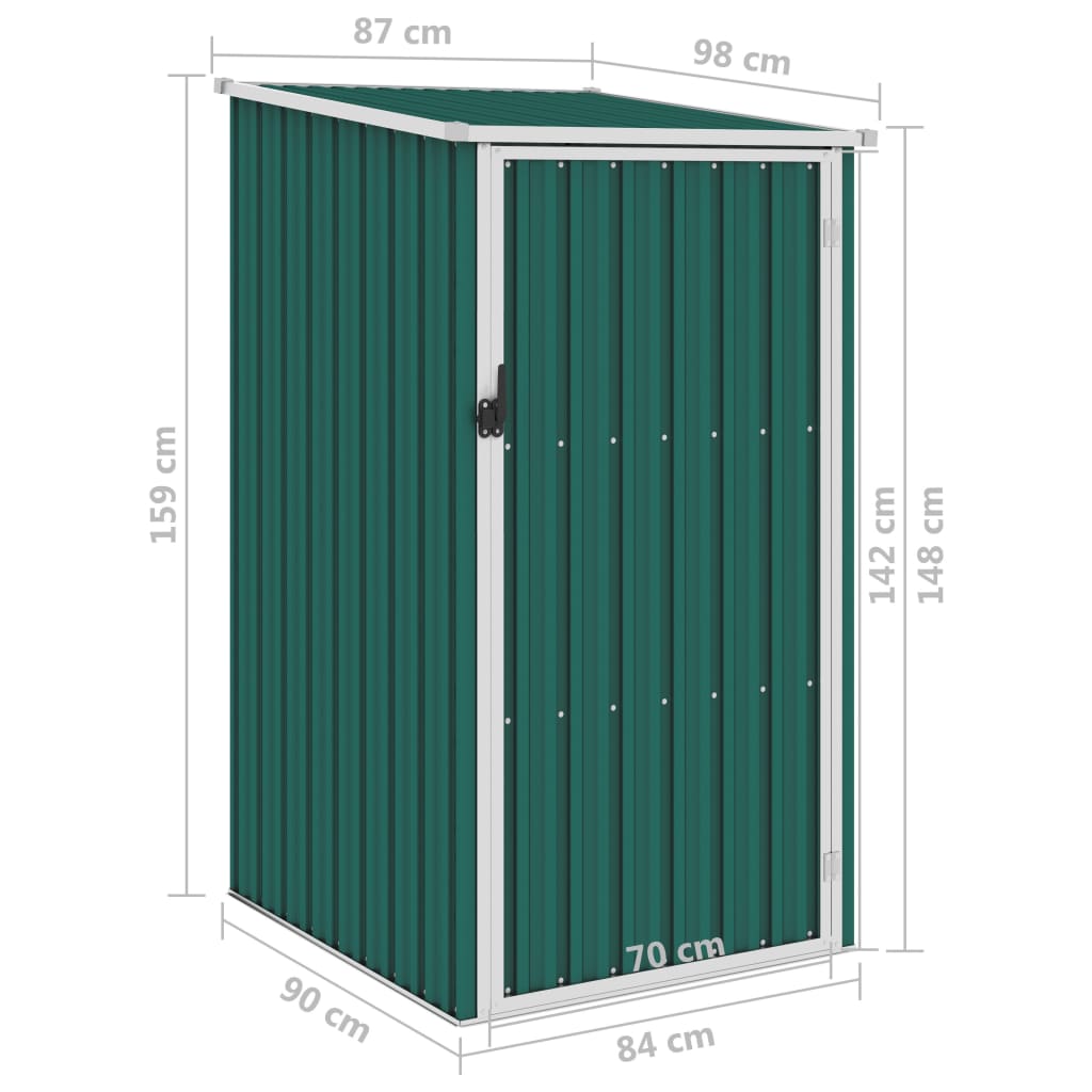 vidaXL Cobertizo de jardín verde acero galvanizado 87x98x159 cm