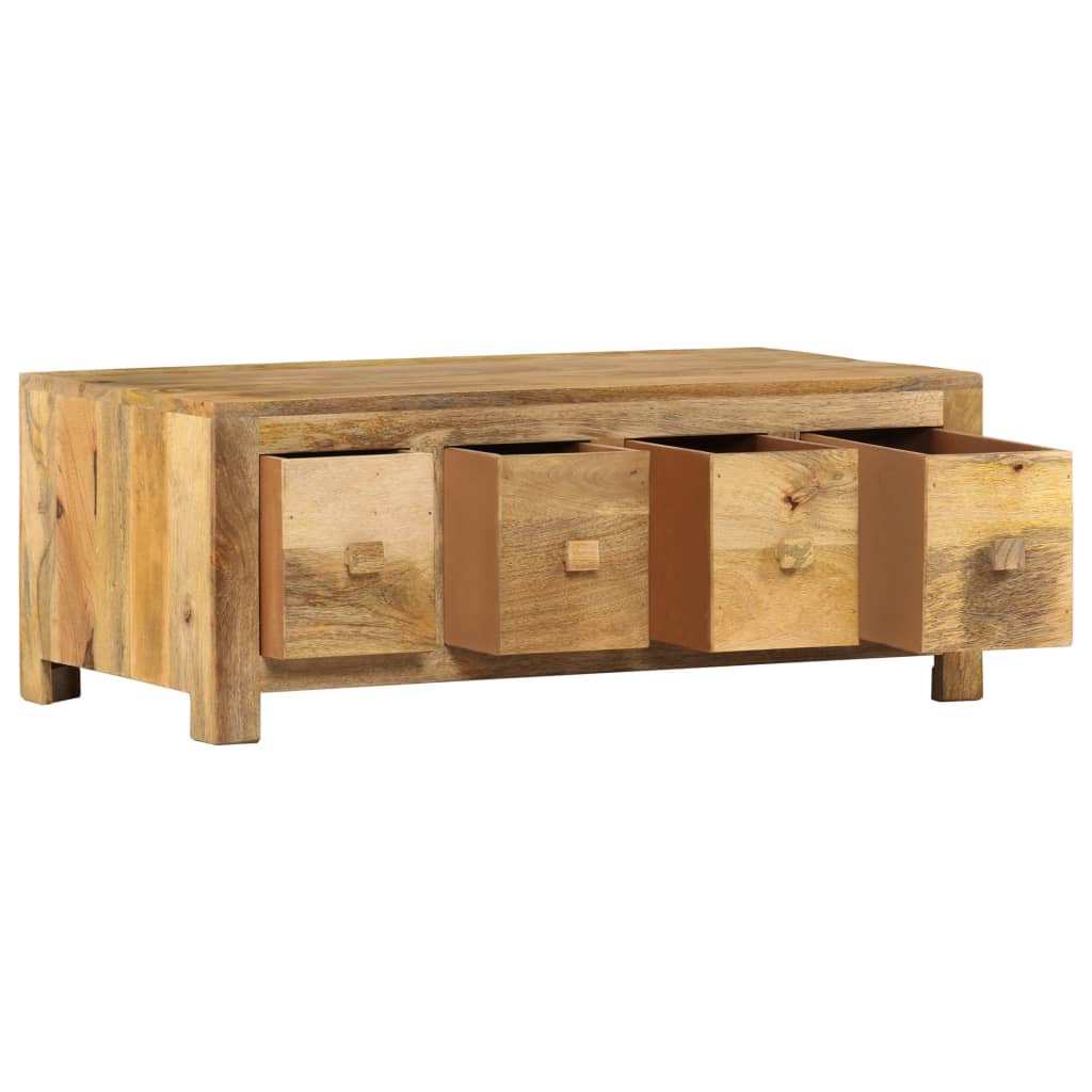 vidaXL Mesa de centro con 4 cajones madera maciza de mango 90x50x35 cm