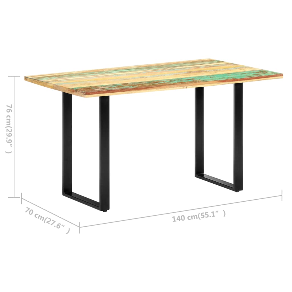 vidaXL Mesa de comedor de madera maciza reciclada 140x70x76 cm