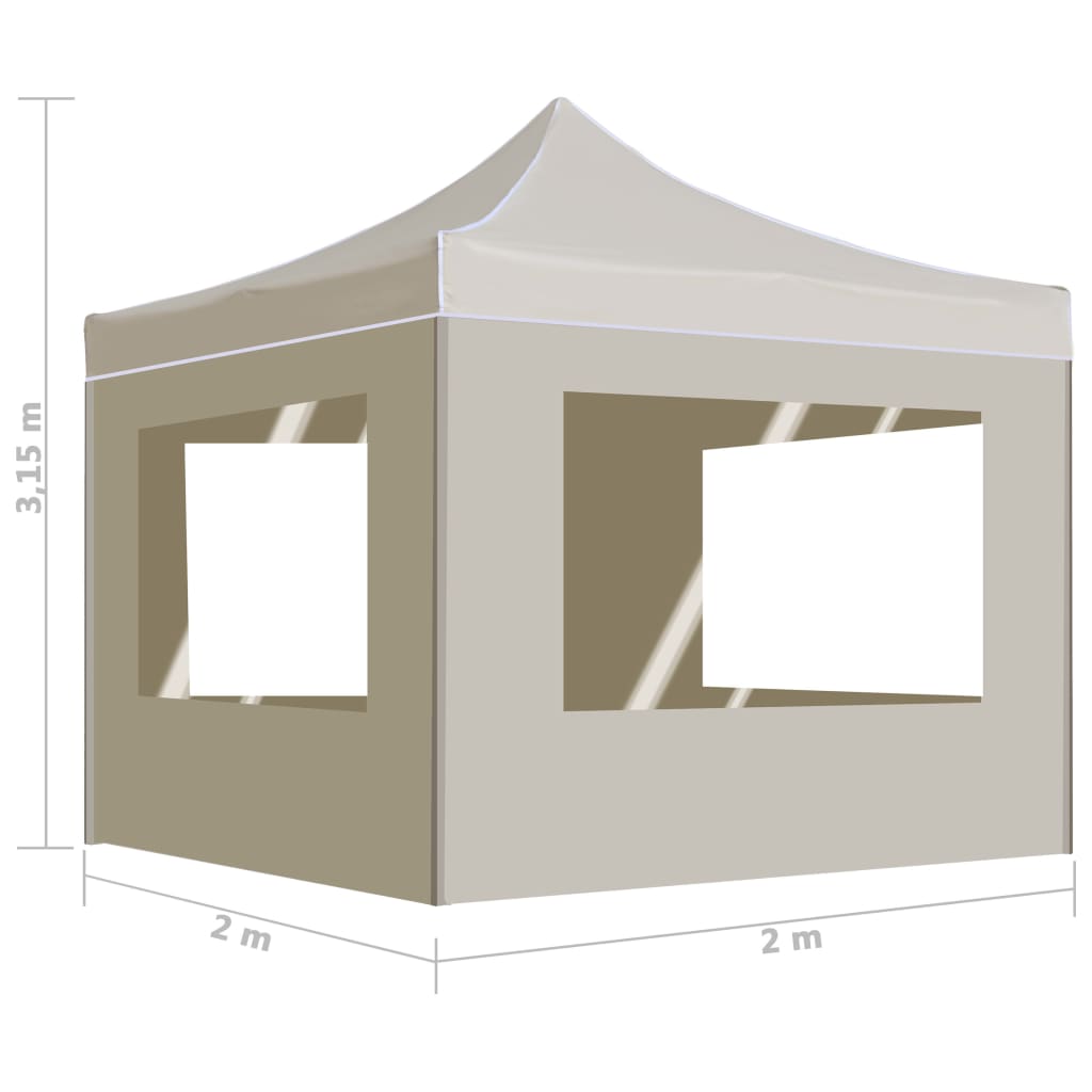 vidaXL Carpa plegable profesional paredes aluminio color crema 2x2 m