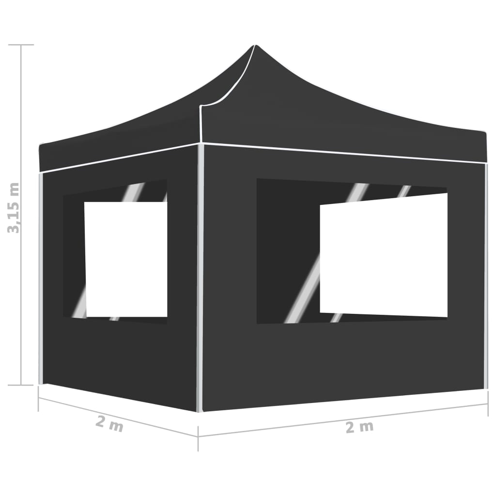 vidaXL Carpa plegable profesional con paredes aluminio gris 2x2 m