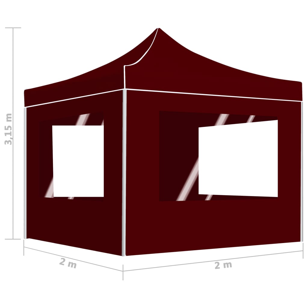 vidaXL Carpa plegable profesional paredes aluminio color burdeos 2x2 m