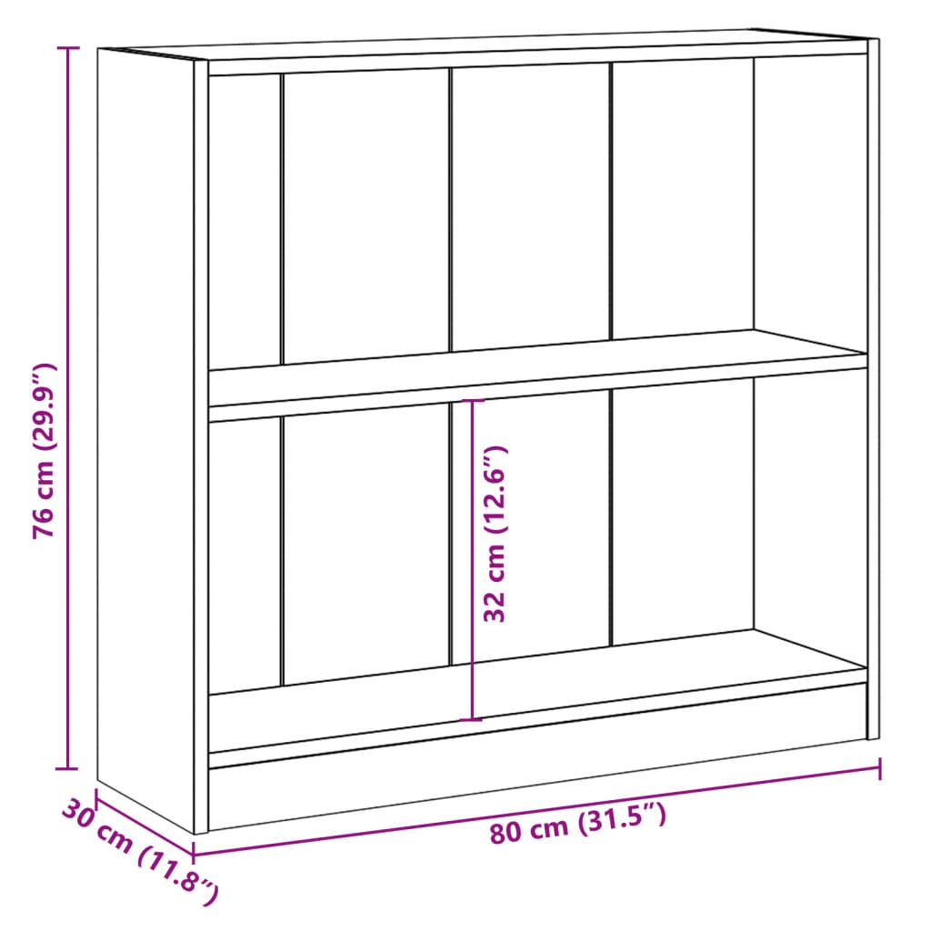 vidaXL Estantería de madera contrachapada gris hormigón 80x24x75 cm