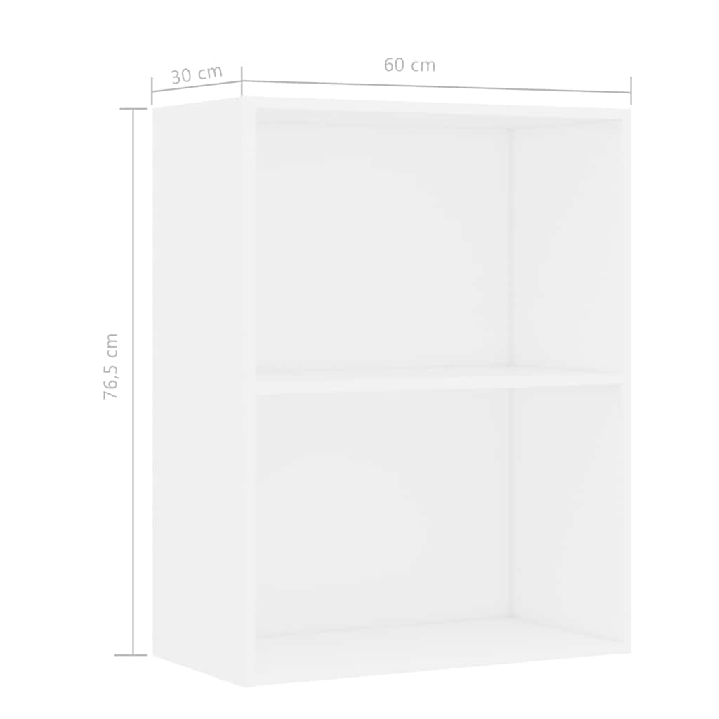 vidaXL Estantería de 2niveles madera contrachapada blanca 60x30x76,5cm