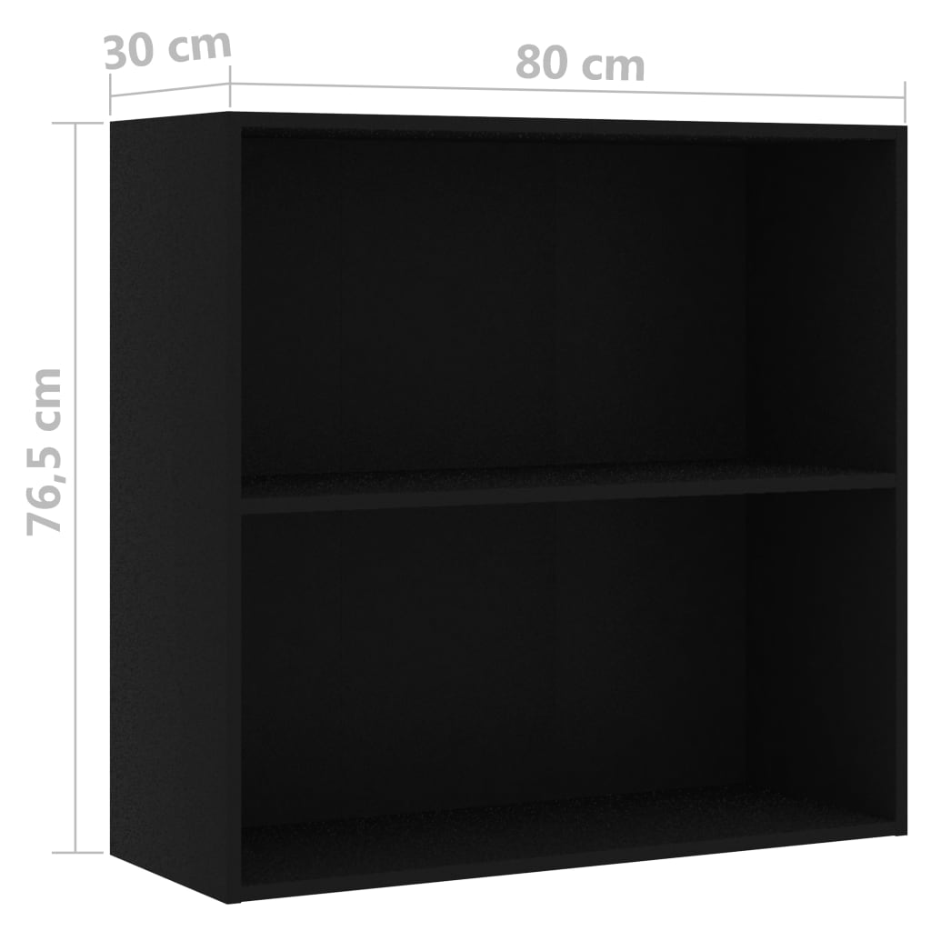 vidaXL Estantería de madera de ingeniería negra 80x30x76,5 cm