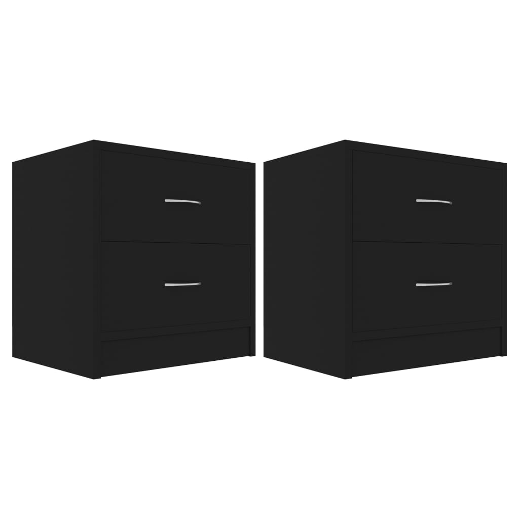 vidaXL Mesitas de noche 2 uds madera contrachapada negro 40x30x40 cm