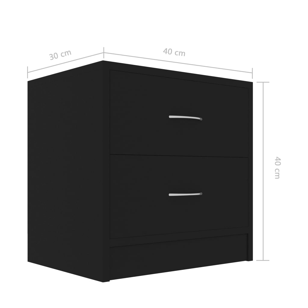 vidaXL Mesitas de noche 2 uds madera contrachapada negro 40x30x40 cm