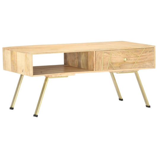 vidaXL Mesa de centro de madera maciza de mango 95x50x42 cm