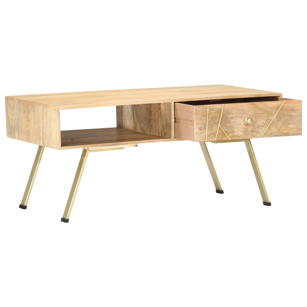 vidaXL Mesa de centro de madera maciza de mango 95x50x42 cm