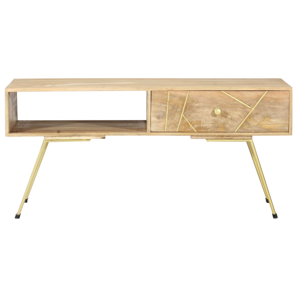 vidaXL Mesa de centro de madera maciza de mango 95x50x42 cm