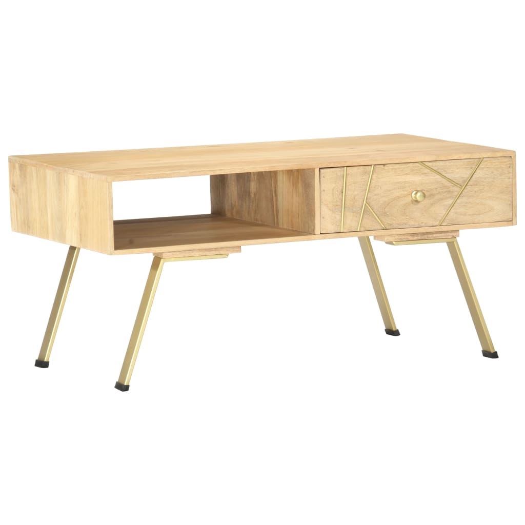 vidaXL Mesa de centro de madera maciza de mango 95x50x42 cm