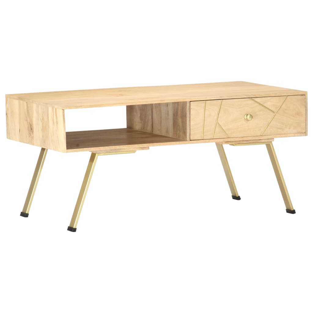 vidaXL Mesa de centro de madera maciza de mango 95x50x42 cm