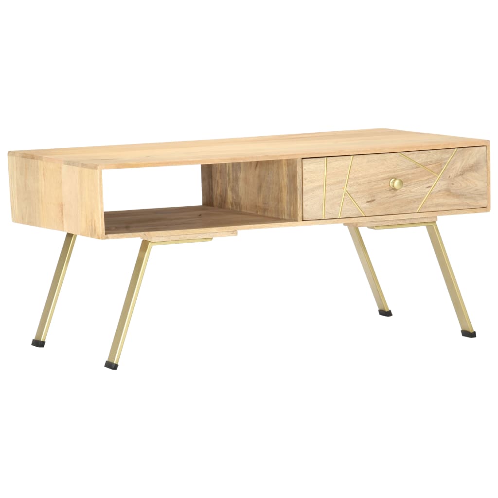 vidaXL Mesa de centro de madera maciza de mango 95x50x42 cm