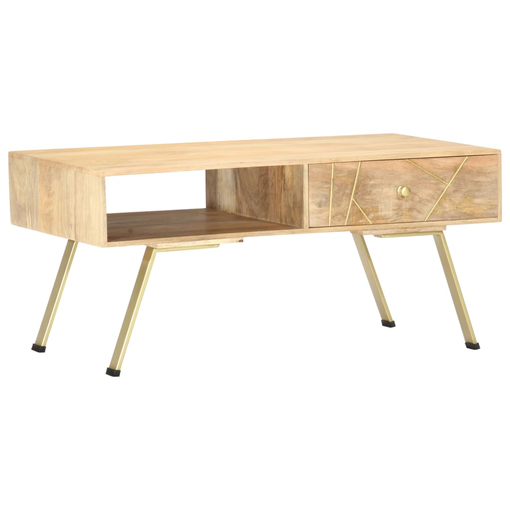 vidaXL Mesa de centro de madera maciza de mango 95x50x42 cm