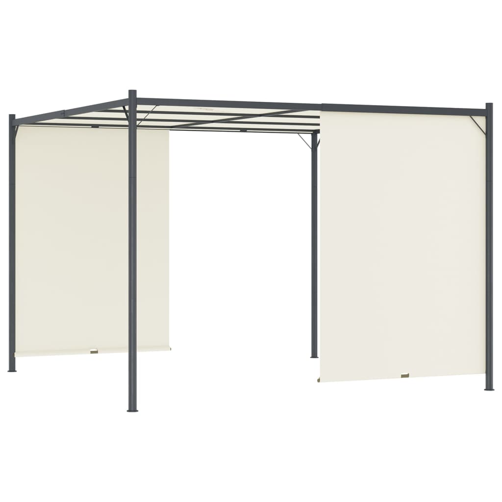 vidaXL Pérgola con tejado ajustable acero color blanco crema 3x3 m