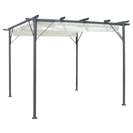 vidaXL Pérgola con tejado retráctil acero color blanco crema 3x3 m